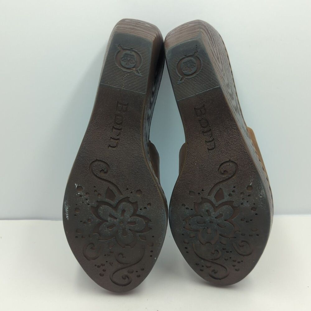 Born Women's Brown Leather Wedge Thong Sandal Size 9 Boho Comfort - Picture 13 of 13